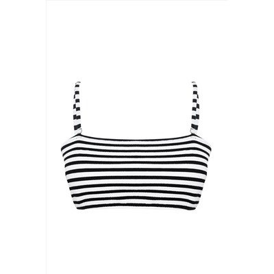Çok Renkli Çizgili İp Askılı Staplez Büyük Beden Bikini Üstü TBBSS25CT00006
