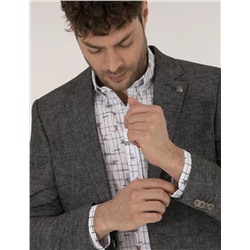 Antrasit Ekstra Slim Fit Keten Karışımlı Ceket