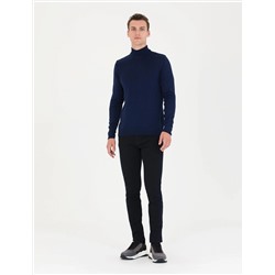 Açık Lacivert Slim Fit Yarım Balıkçı Basic Triko Kazak