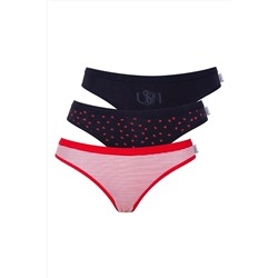 U.S. Polo Assn.Kadın Lacivert - Kırmızı -Lacivert 3 lü Slip