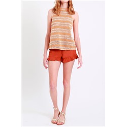 Top de croché Blanco y naranja