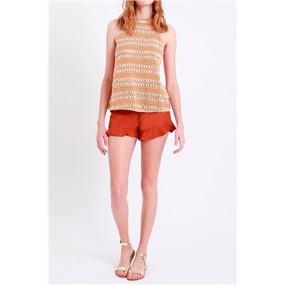 Top de croché Blanco y naranja