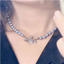 Ретро-ожерелье с голубым жемчугом "Сатурн" и браслет Vivienne Westwood