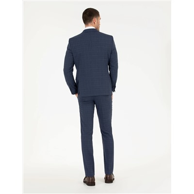 Ekose İndigo Slim Fit Takım Elbise
