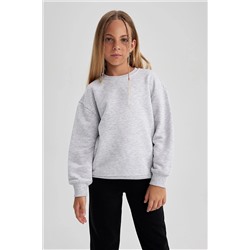 Defacto Kız Çocuk Gri Bisiklet Yaka Okul Sweatshirt A2797A823AU