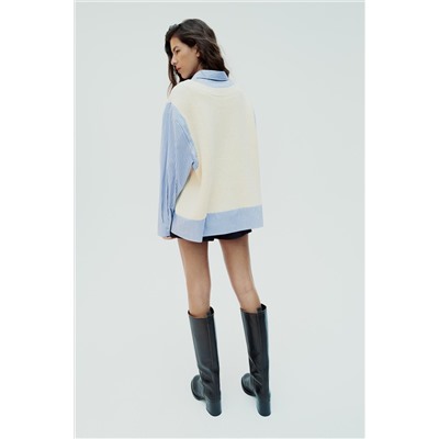 CONTRAST SHIRT SWEATER