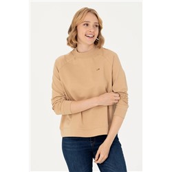 Kadın Kum Bisiklet Yaka Sweatshirt