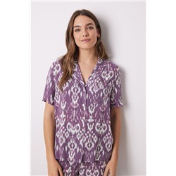 Pijama camisero Capri print geométrico morado
