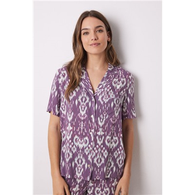 Pijama camisero Capri print geométrico morado