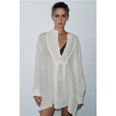 LIMITED EDITION CREASED-EFFECT LINEN BLEND SHIRT