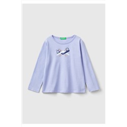 United Colors of BenettonKız Çocuk Lila Benetton Logolu T-Shirt