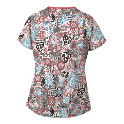 UA Bali Garden White Print Scrub Top