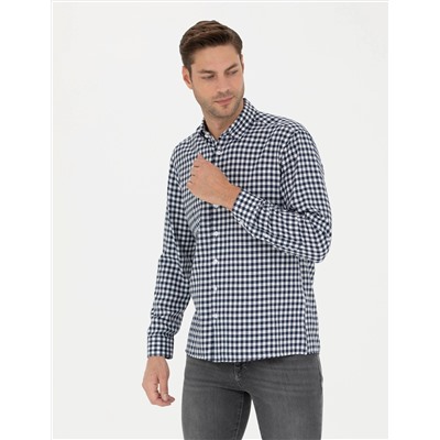 Lacivert Regular Fit Uzun Kollu Gömlek