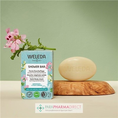 Weleda Shower Bar Douche Végétale Solide Géranium & Litsea Cubeba Bio 75g
