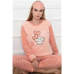 Zigzag İç Giyim Uzun Kol Polar Kışlık Kadın Pijama Takımı Pembe Alt Üst Takım TYC00664511195
