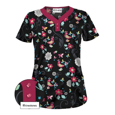 UA Song Bird Black Scrub Top