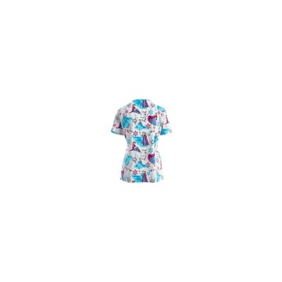 Cherokee Tooniforms Scrubs Frozen Party Print Top