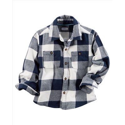 Brushed Twill Button-Front Shirt