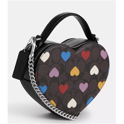 Heart Crossbody In Signature Canvas With Heart Print