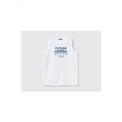 United Colors of BenettonErkek Çocuk Beyaz Slogan Yazılı Atlet