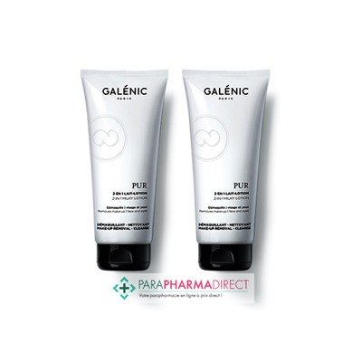 Galénic Pur Lait-Lotion 2en1 Démaquillant Visage et Yeux 2x200mlLot  × 2