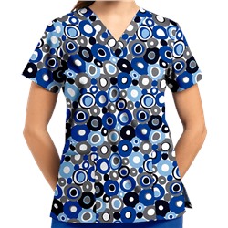 White Cross Scrubs Round-Up Print Top