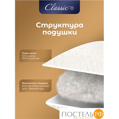 Classic by T СИНТИ Подушка 50х70, 1 пр., см.хл/пух/микроволокно
