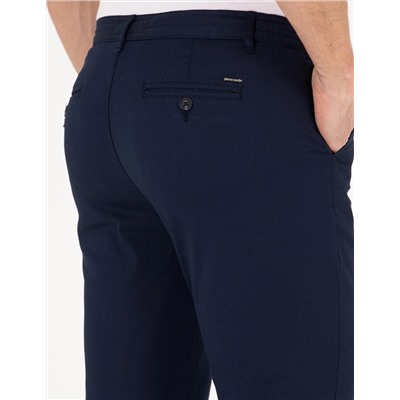 Lacivert Slim Fit Kanvas Pantolon