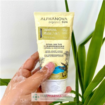 Alphanova Sun Shampoing Douche 2 en 1 Parfum Monoï BIO 150 ml