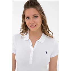 Kadın Beyaz Basic Polo Yaka Tişört