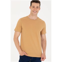 Erkek Camel Basic Bisiklet Yaka Tişört