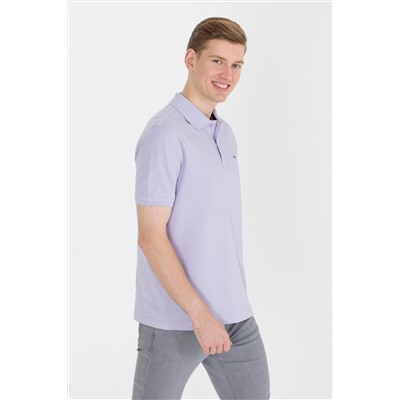 Erkek Lila Basic Polo Yaka Tişört