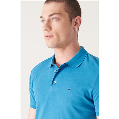 Koyu Mavi %100 Pamuk Serin Tutan Polo Yaka T-Shirt