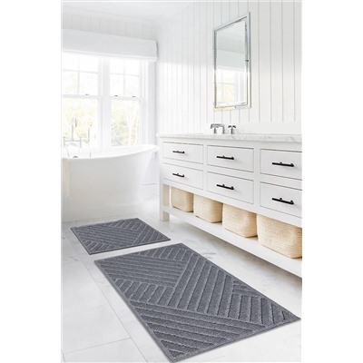 Koza Home Medea Gri 2li Pamuk Banyo Paspas Takımı 60x100 60x50 8593
