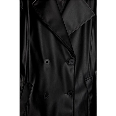 Gabardina efecto piel cinturón