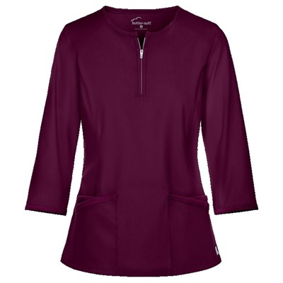 Butter-Soft Scrubs by UA™ 3/4 Sleeve Zip Front Scrub Top