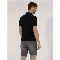 Siyah Regular Fit Polo Yaka Merserize Tişört