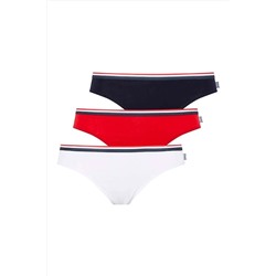 U.S. Polo Assn.Kadın Beyaz Lacivert Kırmızı 3 Lü Slip