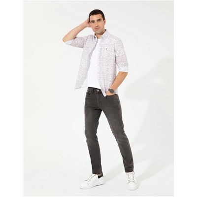 Bej Slim Fit Uzun Kollu Gömlek