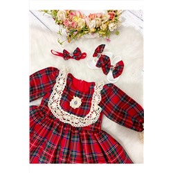 İlknur Karaca Design Ekose Vintage Kız Elbisesi 1240
