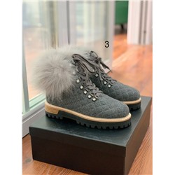 Женские ботинки с опушкой из меха лисы   Lesill*a