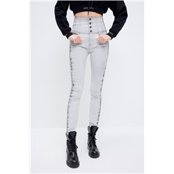 Vaquero skinny fit de tiro alto Gris claro