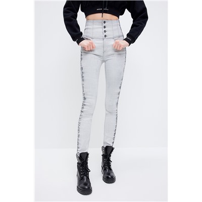 Vaquero skinny fit de tiro alto Gris claro