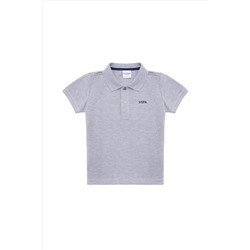 Erkek Çocuk Gri Melanj Basic Polo Yaka Tişört