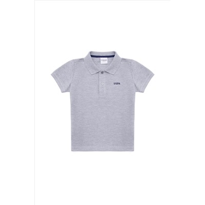 Erkek Çocuk Gri Melanj Basic Polo Yaka Tişört