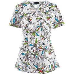 Cherokee Scrubs Mosaic Meadow Print Top