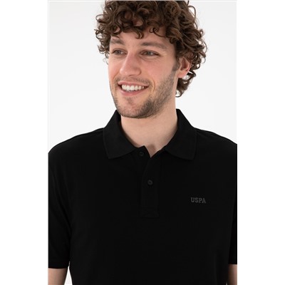 Erkek Regular Fit Polo Yaka Siyah Basic Tişört