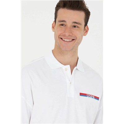 Erkek Beyaz Oversize Polo Yaka Tişört