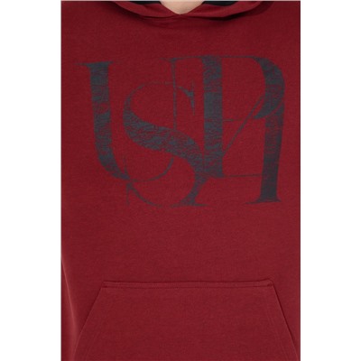 Erkek Vişne Kapüşonlu Sweatshirt