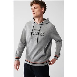 Avva Gri Kapüşonlu Yaka Pamuklu Baskılı Regular Fit Sweatshirt A31Y1217